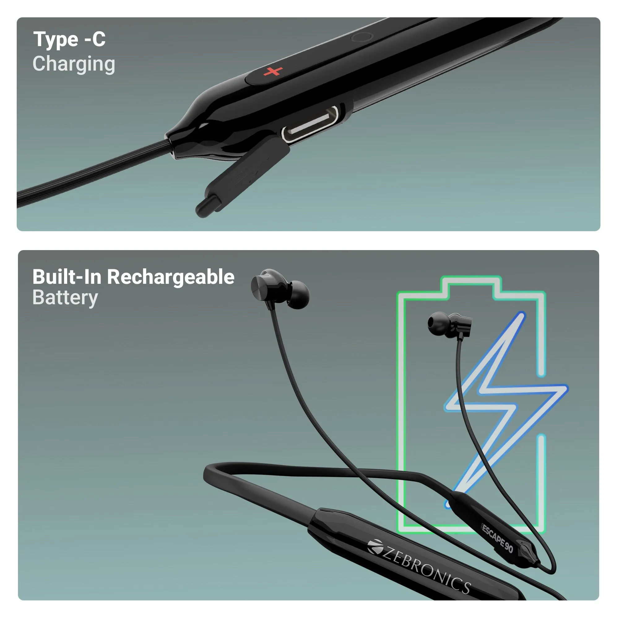 Zebronics Bluetooth Neckband Earphone Escape 90 (ZEB-SNB 2) view 3